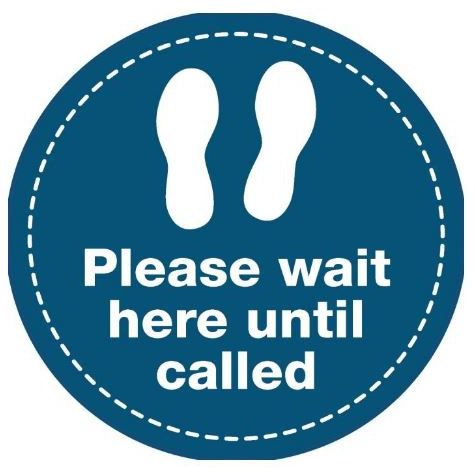 Please Wait Here Until Called - Blue Floor Vinyl