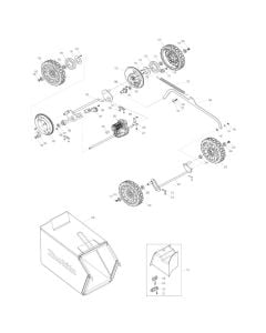 Grass Catcher, Wheel Assembly for Makita DLM462 Mower