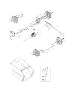 Grass Catcher, Wheel Assembly for Makita DLM532 Mower