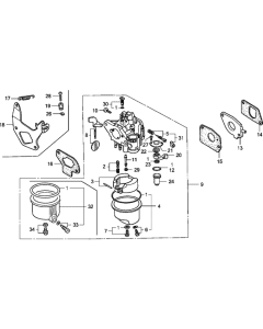 Carburetor Assembly for Honda G100K2 Engines up to S/N BF11F B