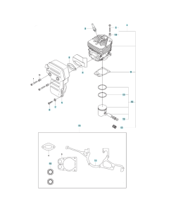 Cylinder, Piston, Muffler Assembly for Husqvarna K970 III Disc Cutter