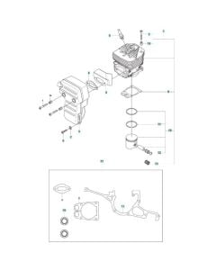 Cylinder, Piston, Muffler Assembly for Husqvarna K970 SmartGuard Disc Cutter