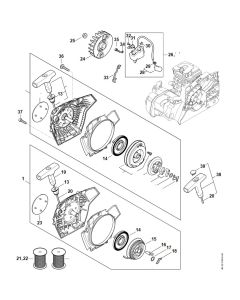 Rewind starter, Ignition system Assembly for Stihl MS 172 Chainsaw.