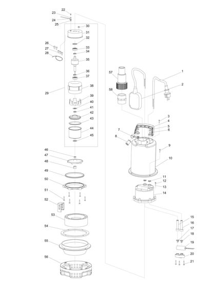 Complete Assembly for Makita PF1100 Drainage Pump