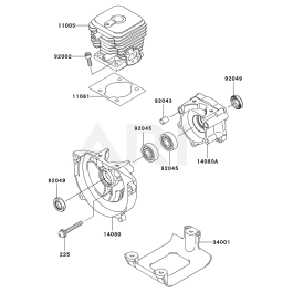 Cylinder / Crankcase for Kawasaki KBL27A Brushcutter | L&S Engineers