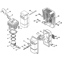 Cylinder Muffler Assembly for Stihl P835, P840 Water Pumps | L&S Engineers