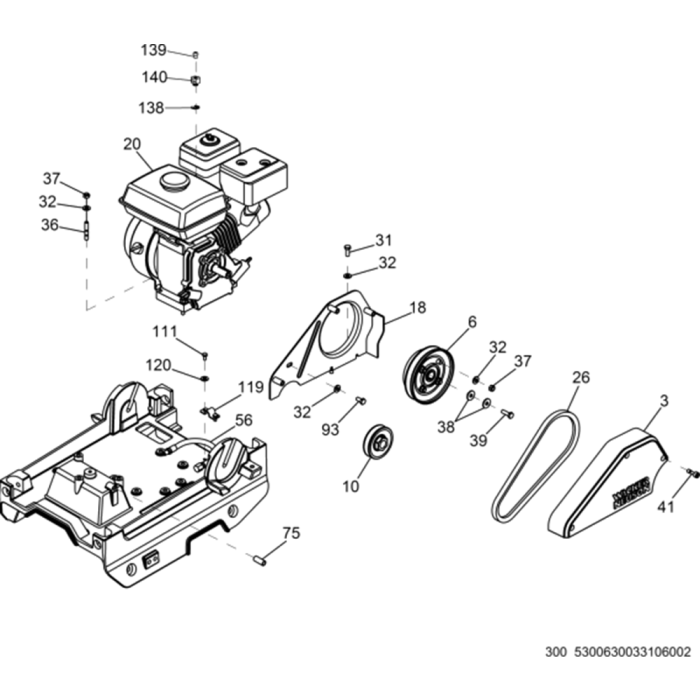 Beltguard/Clutch Assembly for Wacker WPU1550AW 5000630034 (Petrol) Rev