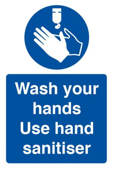 Wash Your Hands - Use Hand Sanitizer Sign (Adhesive)