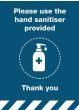 Hand Sanitizer Provided - Blue Sign (Adhesive)