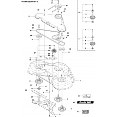 Husqvarna CUTTING DECK Combi 103 R200 series Rider Parts Husqvarna Cutting Deck Parts Husqvarna Ride On Lawn Mower Parts Husqvarna Lawn Mower Parts Lawn Mower Parts Garden Forestry