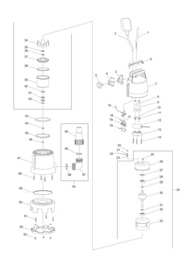 Complete Assembly for Makita PF0410 Drainage Pump