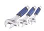 3 Piece Matt Chrome Adjustable Spanner Set