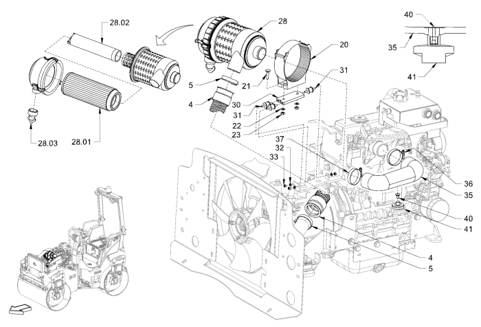 Air Filter System for Hamm HD10 - 12 (H230) Rollers