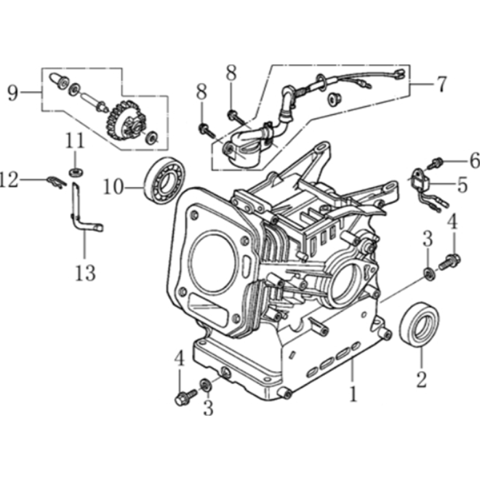 Crankcase Assembly for Loncin G200FD (196cc, 6.5hp) Engine | L&S Engineers