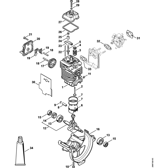 Engine Dia. 43 mm for Stihl KM130 KM130R KombiEngine | L&S Engineers