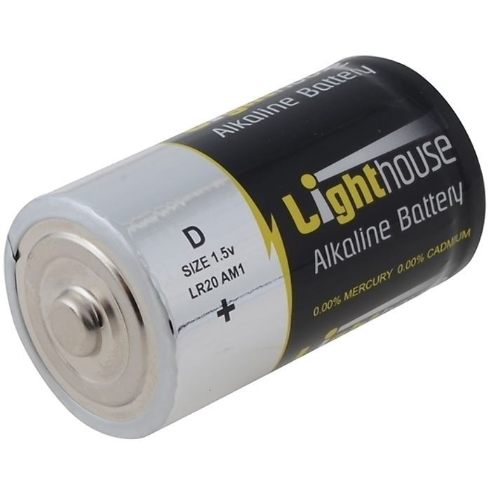 Alkaline Batteries D LR20 14800mAh Pack of 2 by Lighthouse LR20 L&S