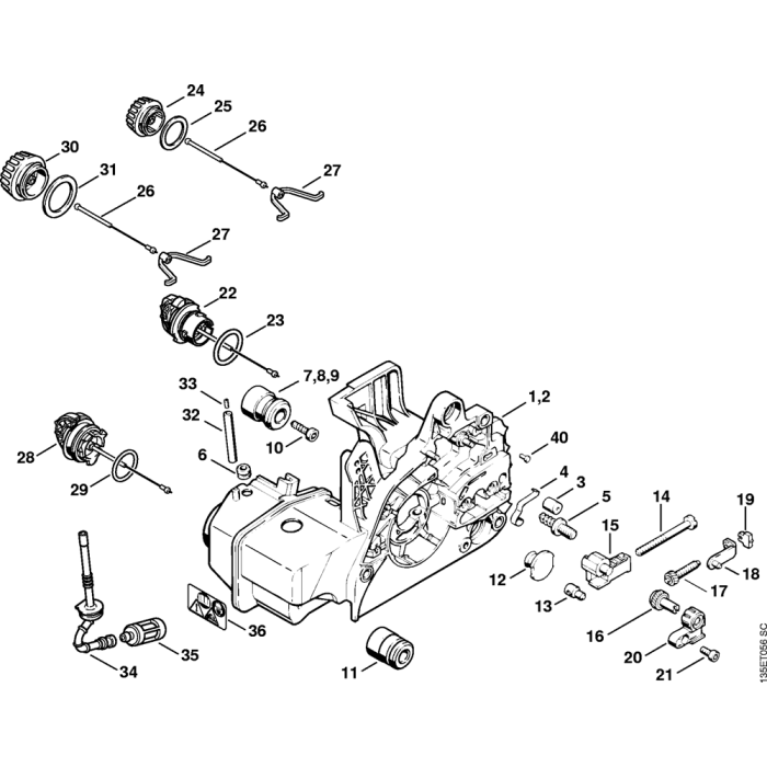 Motor housing Assembly for Stihl 021 023 025 Gasoline Chainsaws L&S