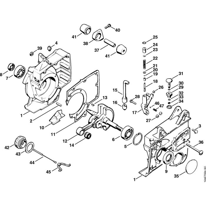 Crankcase, Crankshaft Assembly for Stihl 076 Gasoline Chainsaws L&S