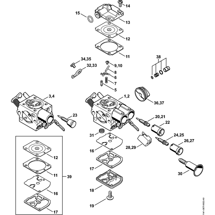 Carburetor C1Q-S246 & C1Q-S252 & C1Q-S211 & C1Q-S178 Assembly for Stihl ...