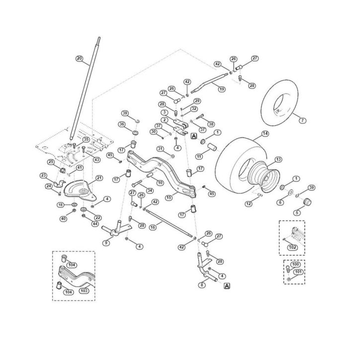 Steering, Front Wheel for Stihl/ Viking MT 4112.0 SZ Ride on Mowers | L ...