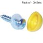 Cap Dome & Screws, Yellow, Size: 8x3/4", Pack of 100 Sets