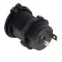 Black 12V Power Socket 36.5mm dia - Supplied with standard nut - 0-601-07