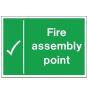 'Fire Assembly Point' Sign 400mm x 300mm Gloss, Self Adhesive Flexible PVC