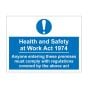 'Health and Safety at Work Act 1974' Safety Sign - Semi Rigid Plastic