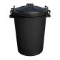 110 Litre Heavy Duty Black Dustbin with Clip On Lid and Lockable Handles