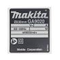 Name Plate for Makita GA9020 Angle Grinder - 861762-3