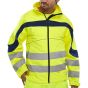 Eton Soft Shell Hi-Vis Jacket Breathable Fleece Backed Saturn Yell/Navy