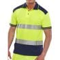 Two Tone Polo Shirt Polyester Fabric Hi-Vis Class 2 Saturn Yellow/Navy