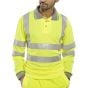 Polo Shirt Long Sleeved 3 Button Hi-Vis Class 3 Grey Trim Saturn Yellow