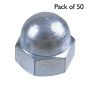 Dome Nuts, Zinc Plated, Size: M4 - Pack of 50