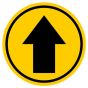 Circular Arrow Floor Sticker - Black Arrow, Yellow Background - Diameter of 400mm