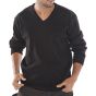 V-Neck Sweater Thick Acrylic Material Ribbed Waistband & Cuffs Black XXL