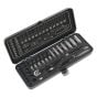 Socket Set 32pc 1/4"Sq Drive 6pt WallDrive Metric Black Series Sealey Part No. AK7970