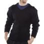 V-Neck Military Style Sweater c/w Elbow Patches Ribknit Material Black 3XL