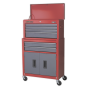 Topchest & Rollcab Combination 6 Drawer with Ball Bearing Slides - Red/Grey Sealey Part No. AP2200BB