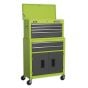 Topchest & Rollcab Combination 6 Drawer with Ball Bearing Slides - Hi-Vis Green/Grey Sealey Part No. AP2200BBHV