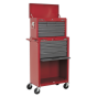 Topchest & Rollcab Combination 13 Drawer with Ball Bearing Slides - Red/Grey Sealey Part No. AP22513BB