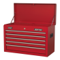 Topchest 5 Drawer with Ball Bearing Slides - Red Sealey Part No. AP225