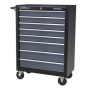 Rollcab 8 Drawer with Ball Bearing Slides - Black/Grey Sealey Part No. AP3508TB