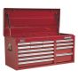 Topchest 14 Drawer with Ball Bearing Slides Heavy-Duty - Red Sealey Part No. AP41149