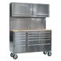 Mobile Stainless Steel Tool Cabinet 10 Drawer with Backboard & 2 Wall Cupboards Sealey Part No. AP5520SS