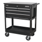 Heavy-Duty Mobile Tool & Parts Trolley with 4 Drawers & Lockable Top - Black Sealey Part No. AP850MB