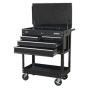 Heavy-Duty Mobile Tool & Parts Trolley with 4 Drawers & Lockable Top - Black Sealey Part No. AP850MB