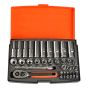 SL25L Socket Set of 37 Metric 1/4in Deep Drive by Bahco - SL25L