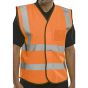 Hi Vis Vest Polyester Velcro Fastening c/w ID Breast Pocket Orange Med