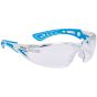 BOLLE Rush+ Safety Glasses Narrow Blue Frame with Platinum Lenses Clear S